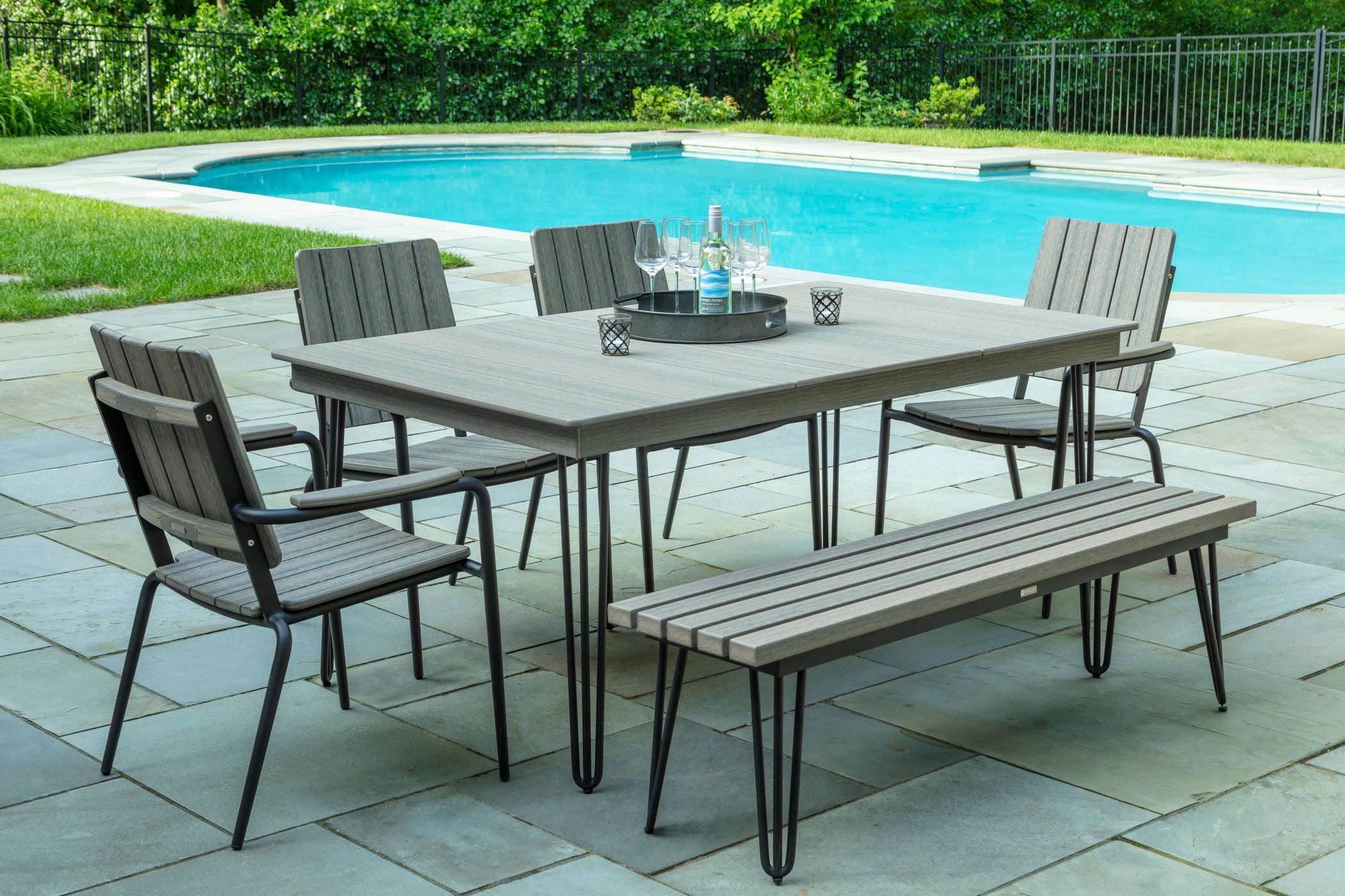 HIP Long Dining Table | Modern Outdoor Table with Hairpin Legs