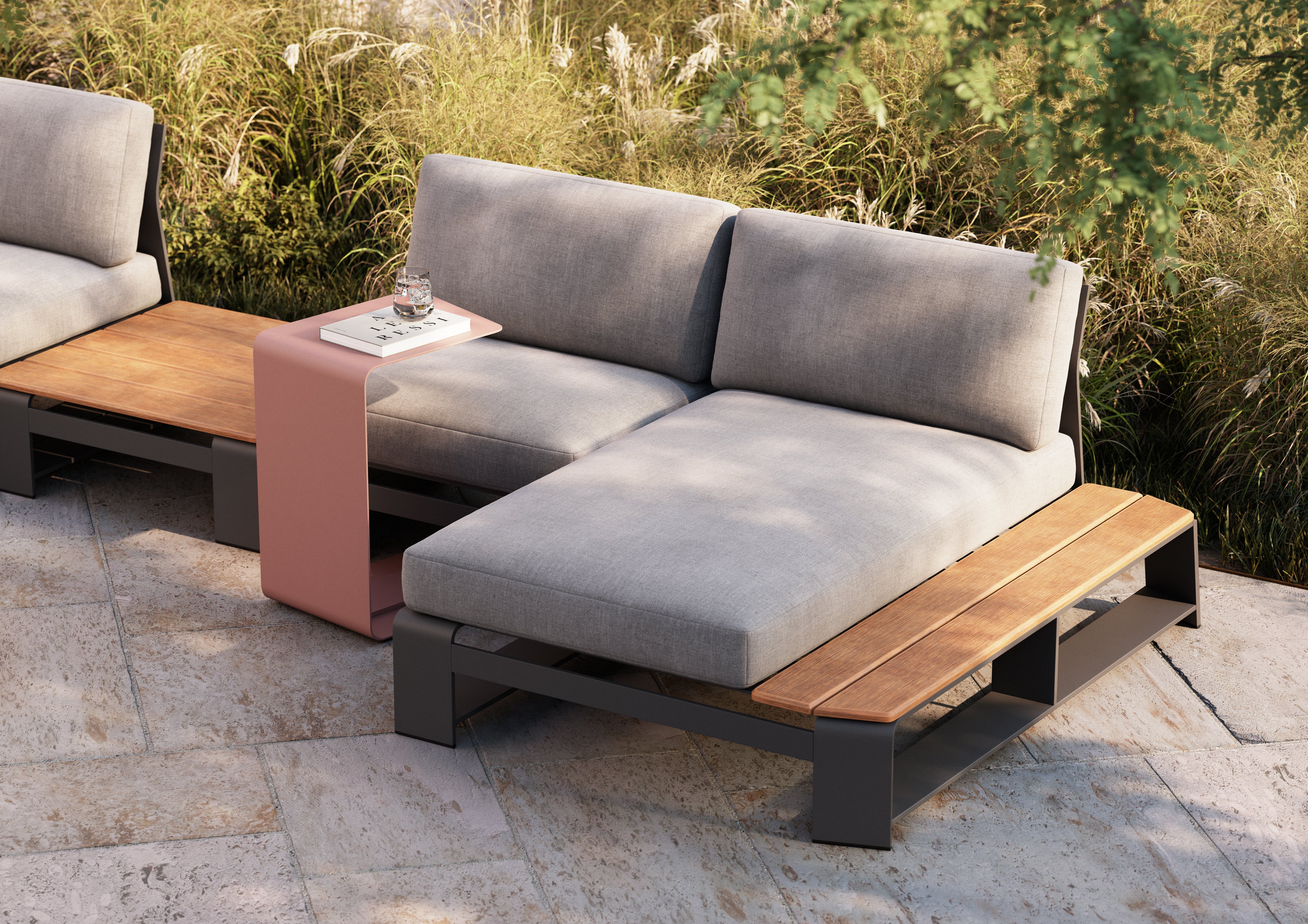 Gather LHF Chaise Unit with NextTeak Accent
