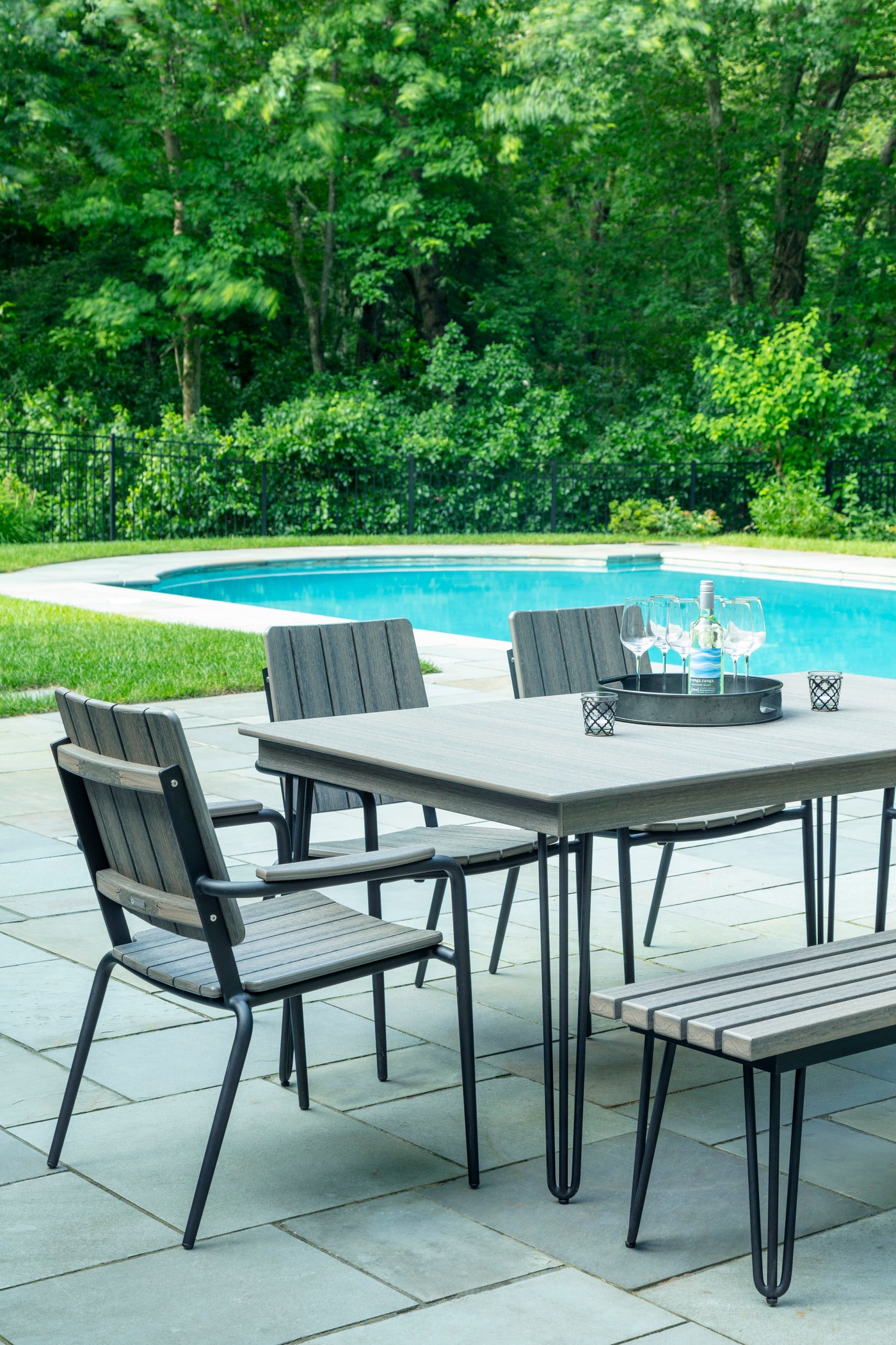 HIP Long Dining Table | Modern Outdoor Table with Hairpin Legs