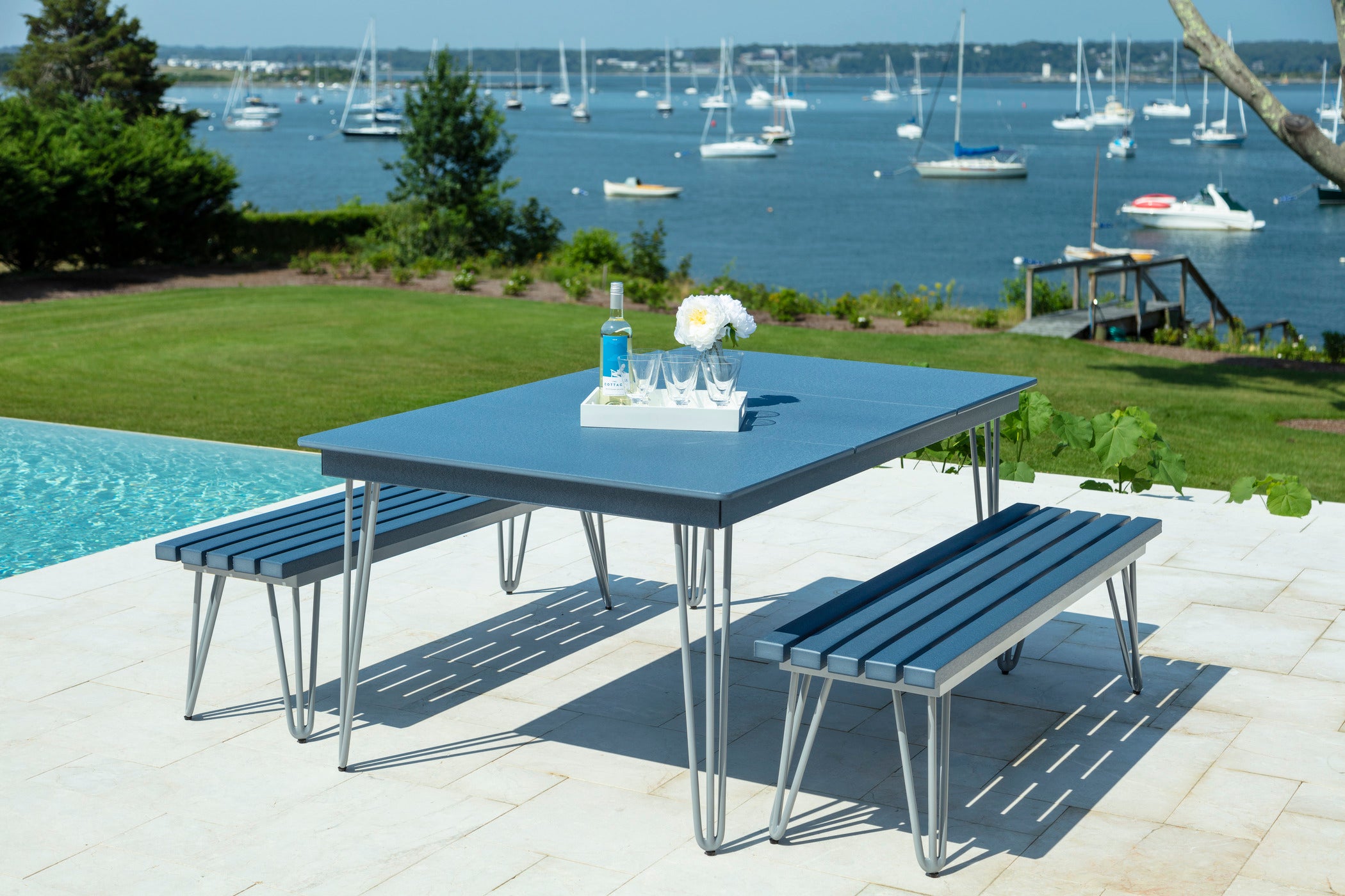 HIP Long Dining Table | Modern Outdoor Table with Hairpin Legs