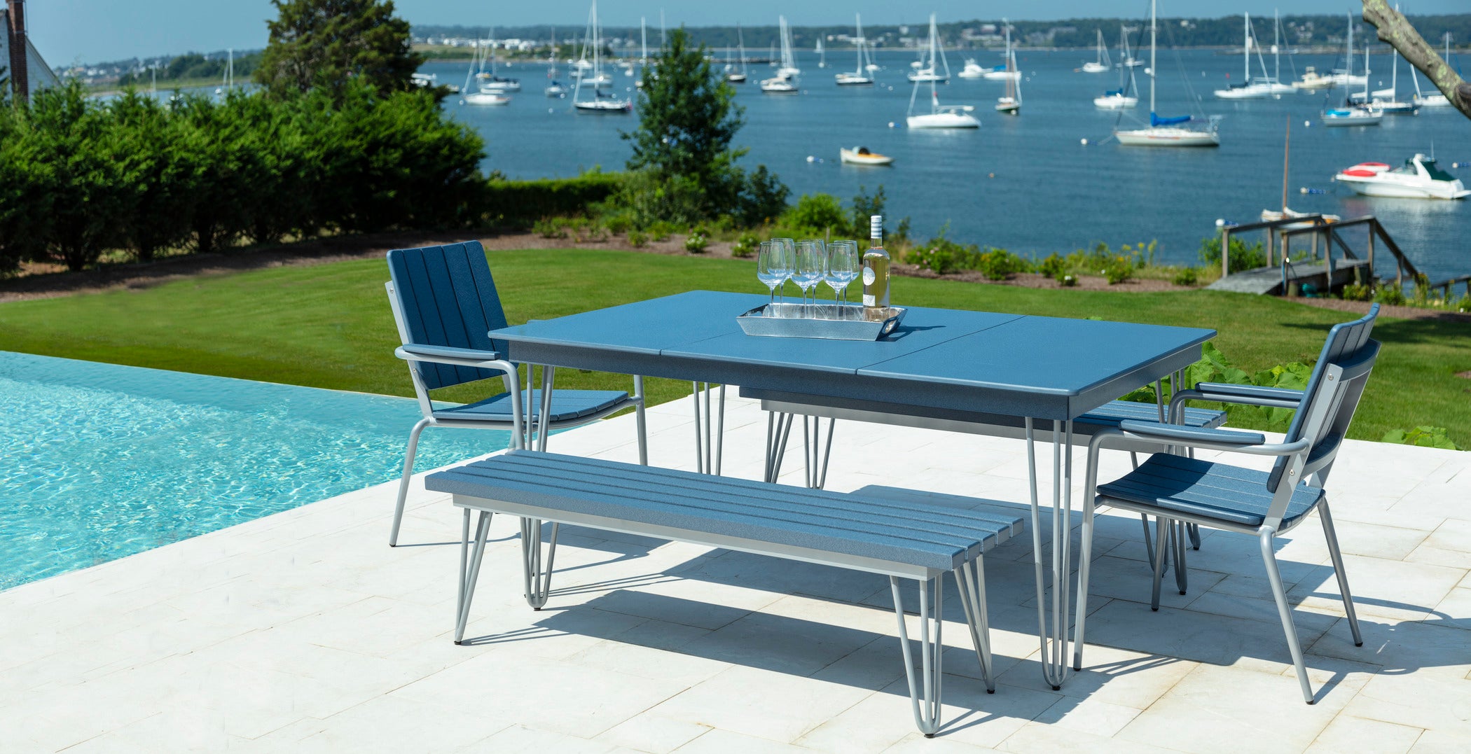 HIP Long Dining Table | Modern Outdoor Table with Hairpin Legs