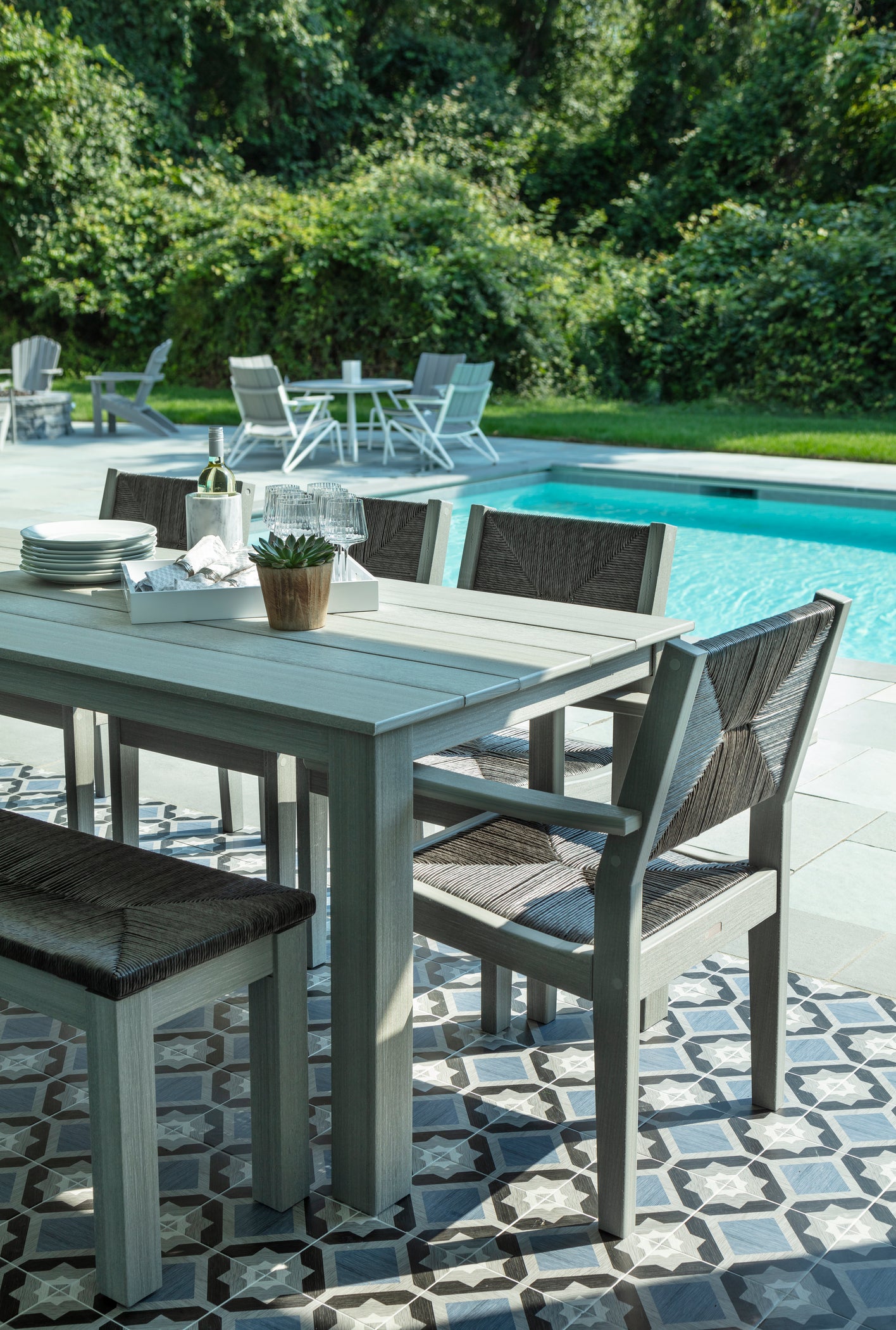 Greenwich 60" Woven Dining Bench | Seaside Casual Outdoor Furniture