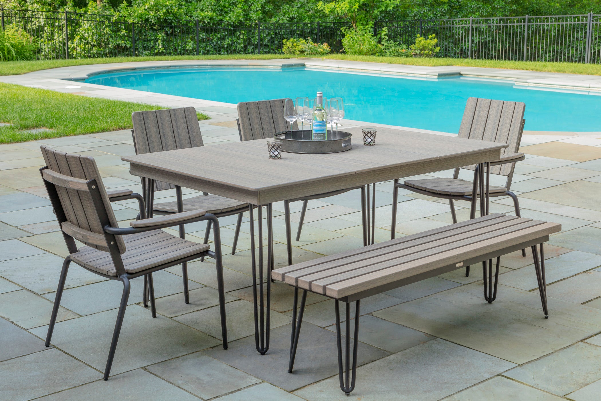 HIP Long Dining Table | Modern Outdoor Table with Hairpin Legs
